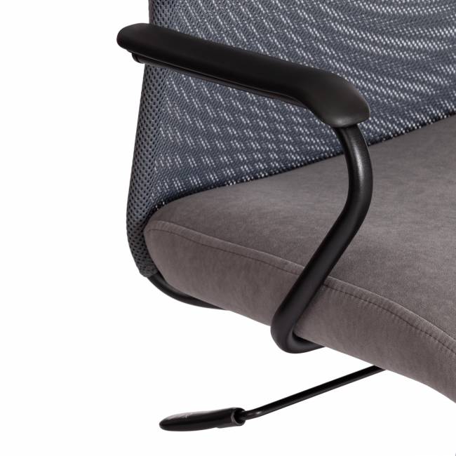 Кресло PRACTIC (мп) флок/кож/зам , серый/металлик, 29/W-12/36 серый/металлик флок/кож/зам