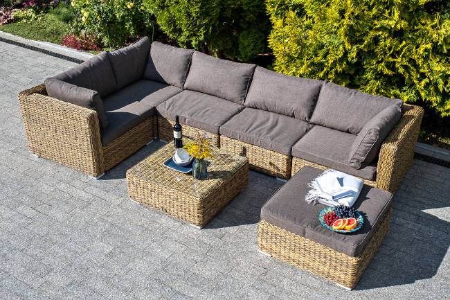 "Лунго" трансформирующийся диван из искусственного ротанга (гиацинт), цвет соломенный "Лунго" трансформирующийся диван из искусственного ротанга (гиацинт), цвет соломенный