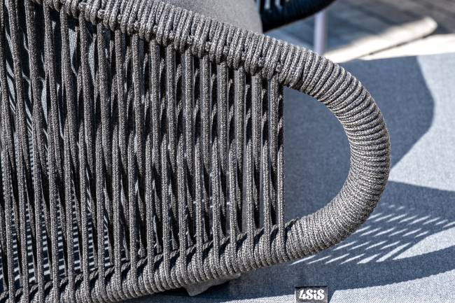 "Милан" лаунж-зона 4-местная плетеная из роупа (веревки), каркас алюминиевый темно-серый, роуп темно-серый "Милан" лаунж-зона 4-местная плетеная из роупа (веревки), каркас алюминиевый темно-серый, роуп темно-серый