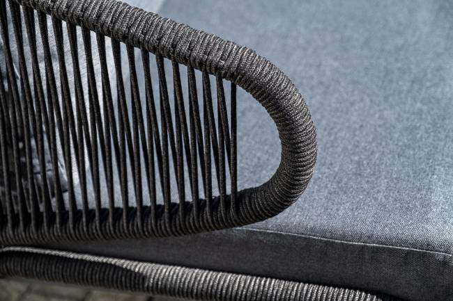 "Милан" лаунж-зона 4-местная плетеная из роупа (веревки), каркас алюминиевый темно-серый, роуп темно-серый "Милан" лаунж-зона 4-местная плетеная из роупа (веревки), каркас алюминиевый темно-серый, роуп темно-серый