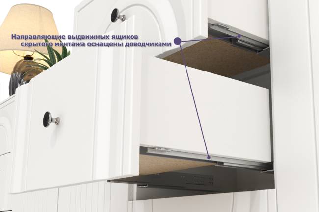 Две ТВ-тумбы и четыре навесных полки Валенсия цвет белый шагрень