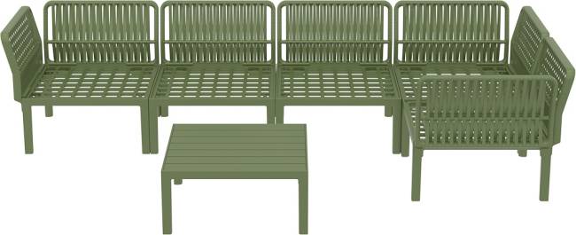 Комплект пластиковой мебели Portofino Lounge Corner оливковый, темно-серый Комплект пластиковой мебели Portofino Lounge Corner оливковый, темно-серый