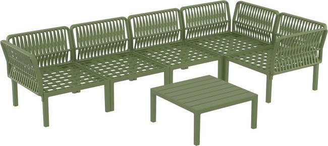 Комплект пластиковой мебели Portofino Lounge Corner оливковый, темно-серый Комплект пластиковой мебели Portofino Lounge Corner оливковый, темно-серый