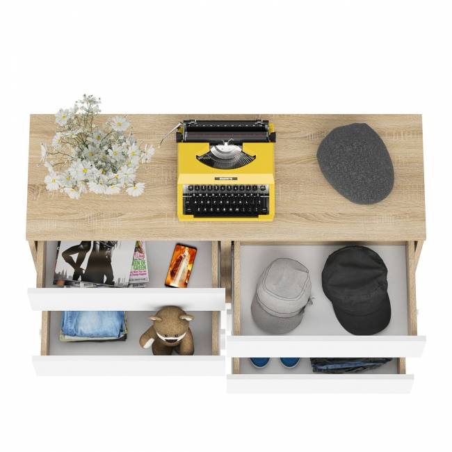 Широкий комод шесть ящиков Мори МК1200.6 цвет дуб сонома/белый