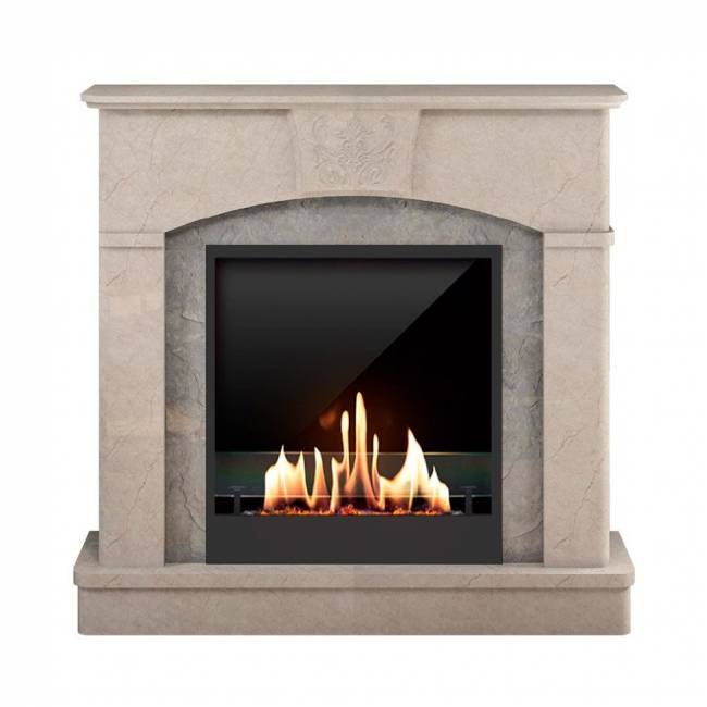 Биокамин в мраморном портале SteelHeat Praga M (Стекло + Стемалит)