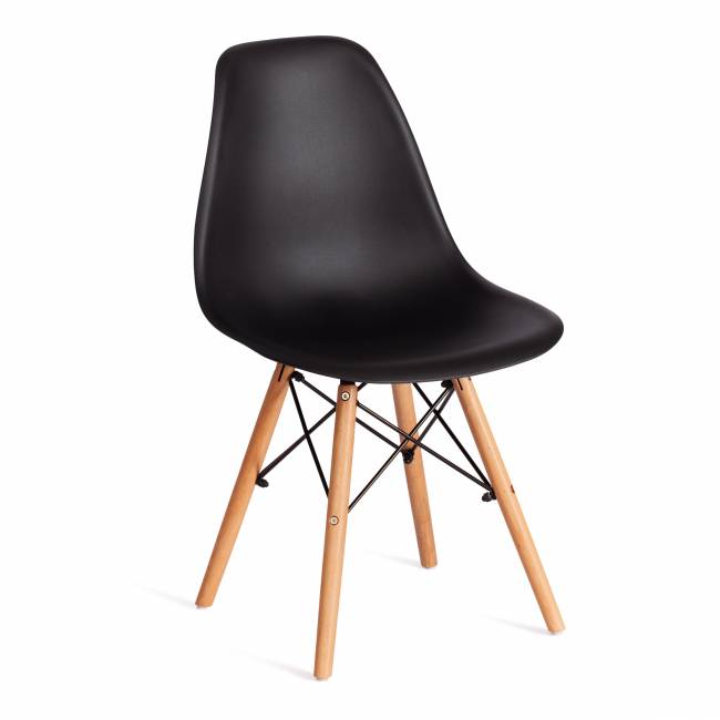 Стул CINDY (EAMES) (mod. 1801) дерево бук/металл/сиденье пластик, 45x51x82 см, Black (черный) (Комплект из 4 шт.) черный