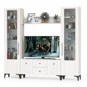 Стенка для гостиной Валенсия № 62 цвет белый шагрень