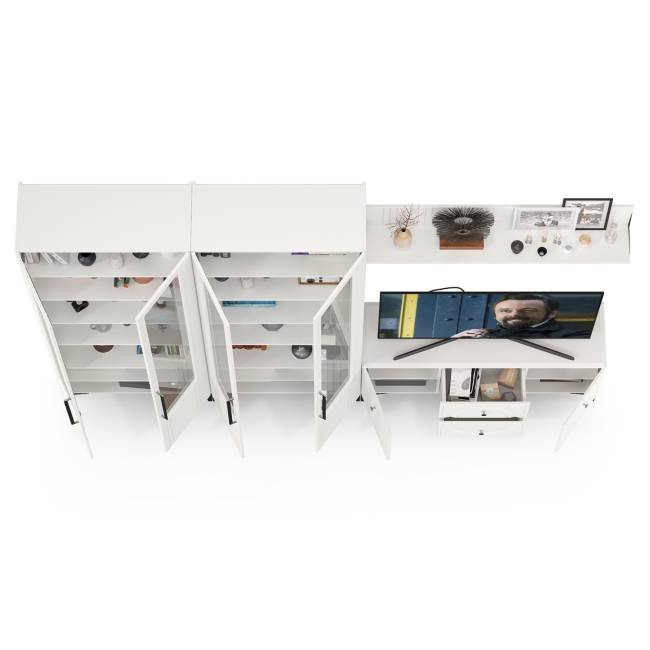 Большая стенка для ТВ-аппаратуры Валенсия № 64 цвет белый шагрень