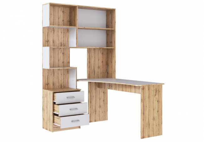 Компьютерный стол Ганор правый дуб вотан / белый