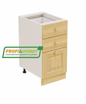 Тумба 3 ящика 400х530х720 + фасад сосна бесцветный лак