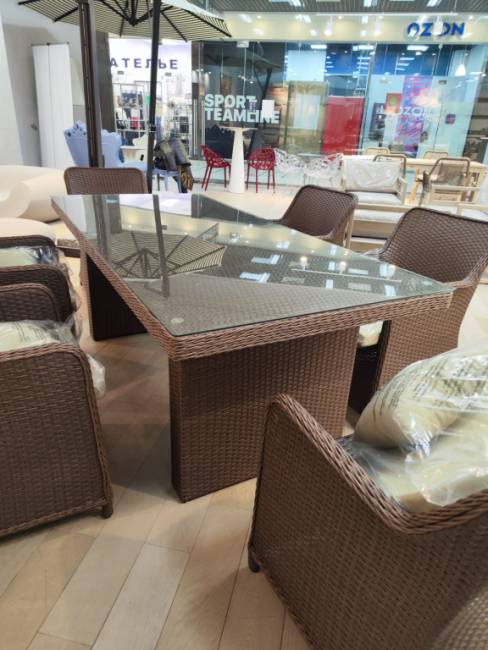 Стол плетеный обеденный Barcelona светло-коричневый 2000х900х720 мм Стол плетеный обеденный Barcelona светло-коричневый 2000х900х720 мм