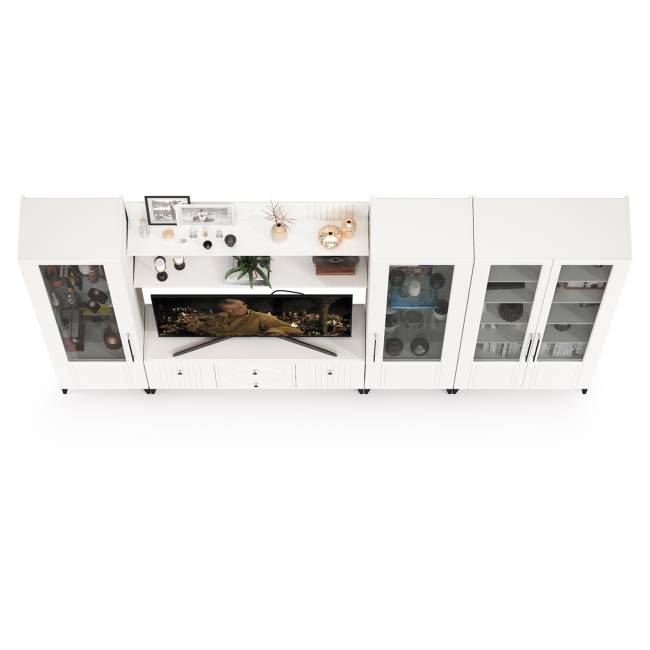 Валенсия стенка для гостиной № 71 цвет белый шагрень