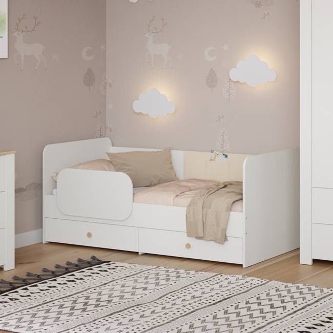 Кровать детская с ящиками Джастин 11.55 цвет белый шагрень