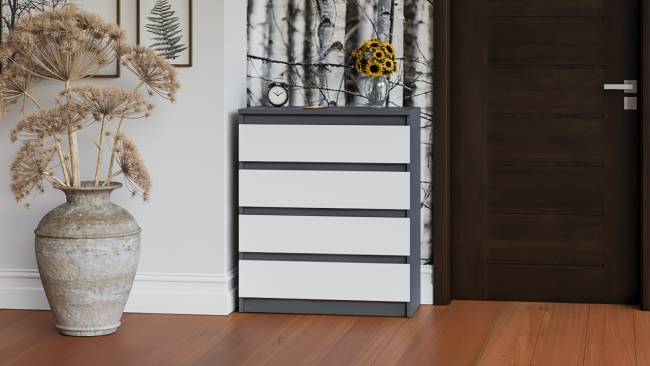 Узкий комод пять ящиков Мори МК700.5 цвет графит/белый