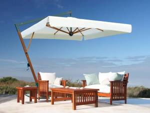 Зонт профессиональный 3х3 м Torino Braccio имитация ироко, слоновая кость 3000х3000 мм