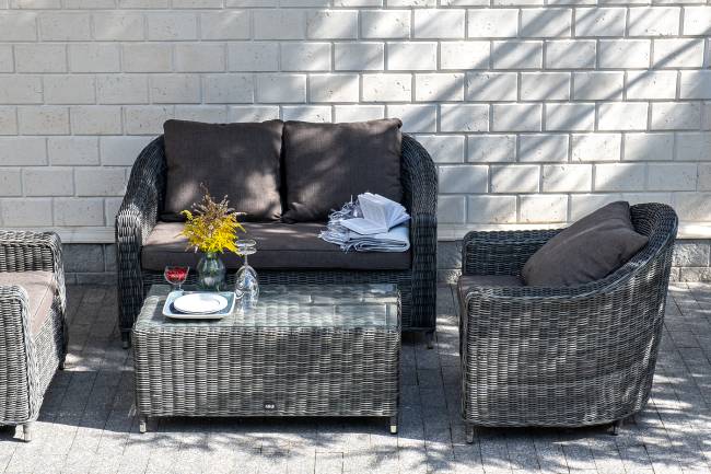 "Кон Панна" диван из искусственного ротанга двухместный, цвет графит "Кон Панна" диван из искусственного ротанга двухместный, цвет графит