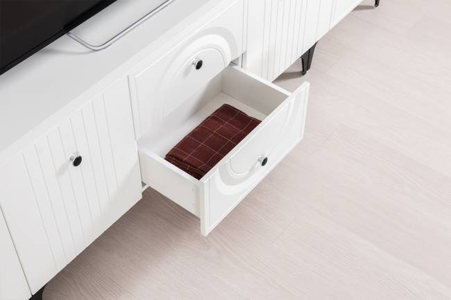 Два широких серванта и ТВ-тумба Валенсия цвет белый шагрень