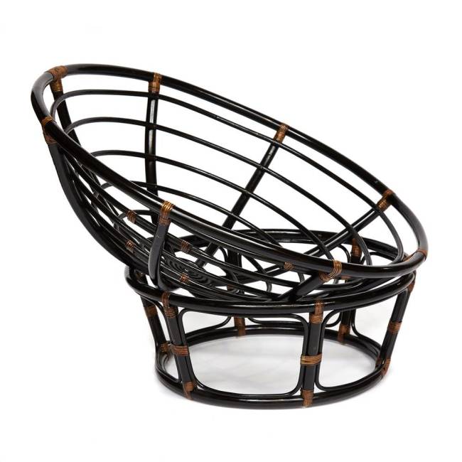 Кресло Папасан/Papasan (23/01 W) /с подушкой/ диаметр подушки 122см, 115х101х104см, античный черно-коричневый, ткань оранжевый, Antique brown (античный черно-коричневый)