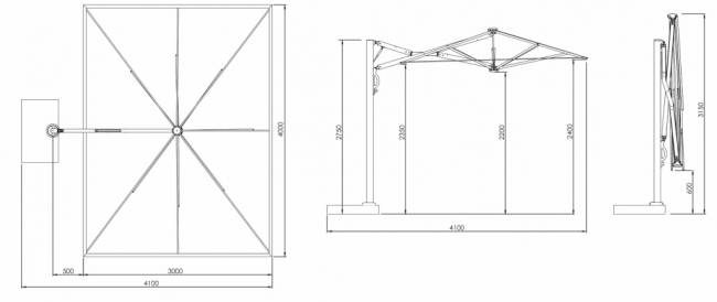 Зонт профессиональный 3х4 м Astro Titanium титан, слоновая кость 3000х4000 мм