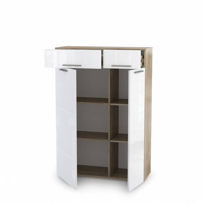 Комод Лайн 13.121 цвет дуб крафт серый/фасады МДФ белый глянец