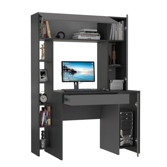 Стол компьютерный с надстройкой Комфорт 12.71 цвет антрацит/тёмно-серый