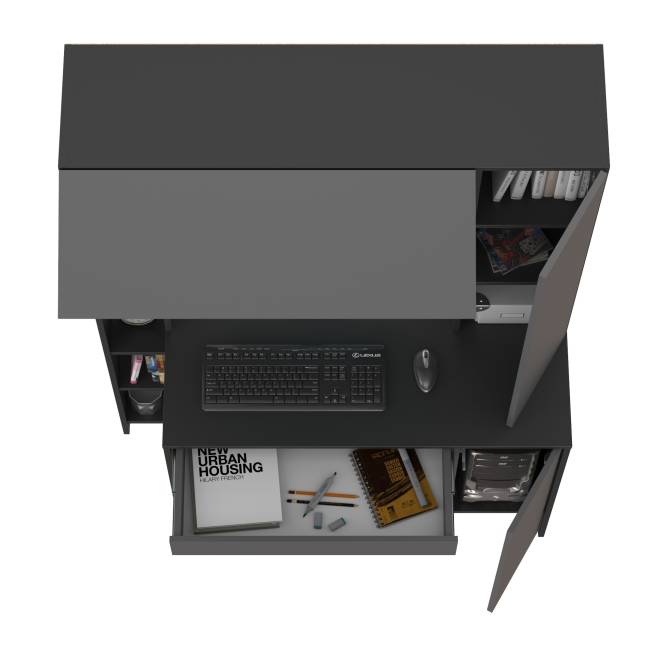 Стол компьютерный с надстройкой Комфорт 12.71 цвет антрацит/тёмно-серый