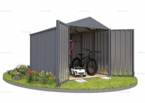 Хозблок SKOGGY секционный с двускатной крышей 4 х 2 м, брутальный серый Хозблок SKOGGY секционный с двускатной крышей 4 х 2 м, брутальный серый