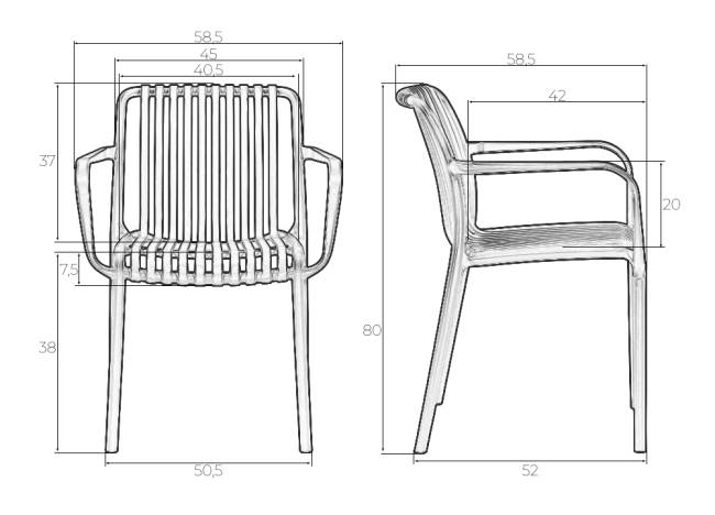 Стул обеденный DOBRIN WALTER ARM, темно-серый (GR-04)