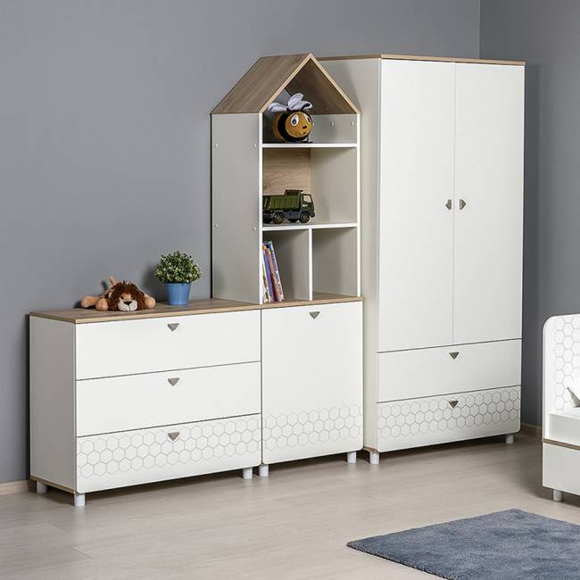 Стеллаж для детской Эйп 13.14 цвет белый/дуб белый