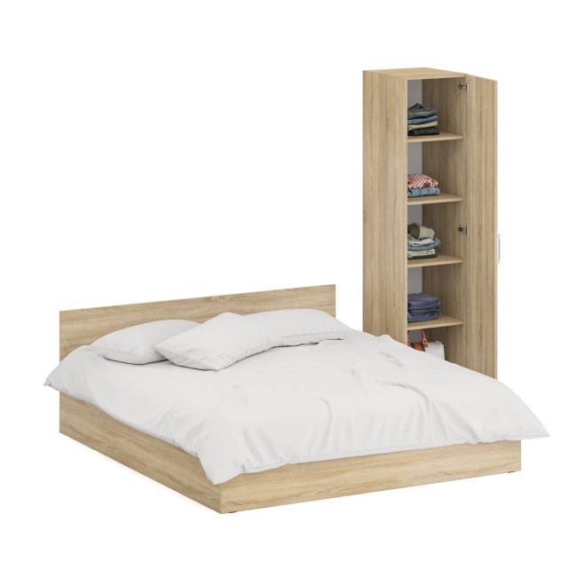Кровать двуспальная 1800 с пеналом Стандарт цвет дуб сонома