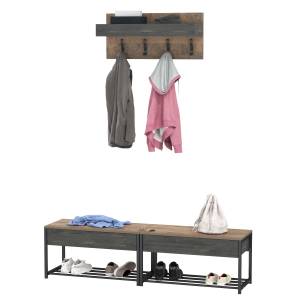 Две обувницы с сиденьем и вешалка для верхней одежды Трувор цвет дуб гранж песочный/интра