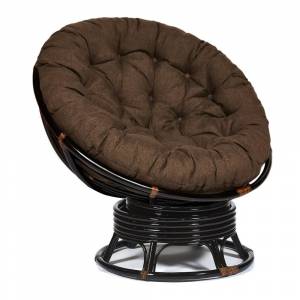 Кресло-качалка PAPASAN/ПАПАСАН w 23/01 B /с подушкой/ 115х78х104 см, Antique brown (античный черно-коричневый), ткань Коричневый, 3М7-147 Antique brown (античный черно-коричневый)